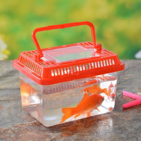 plastic aquarium with various color lids